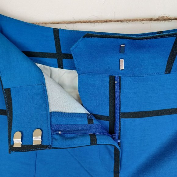 NY&C Women's Wide Leg Capri Ponte Pant High-Waist Stretch Print Blue Size Medium - Picture 6 of 11